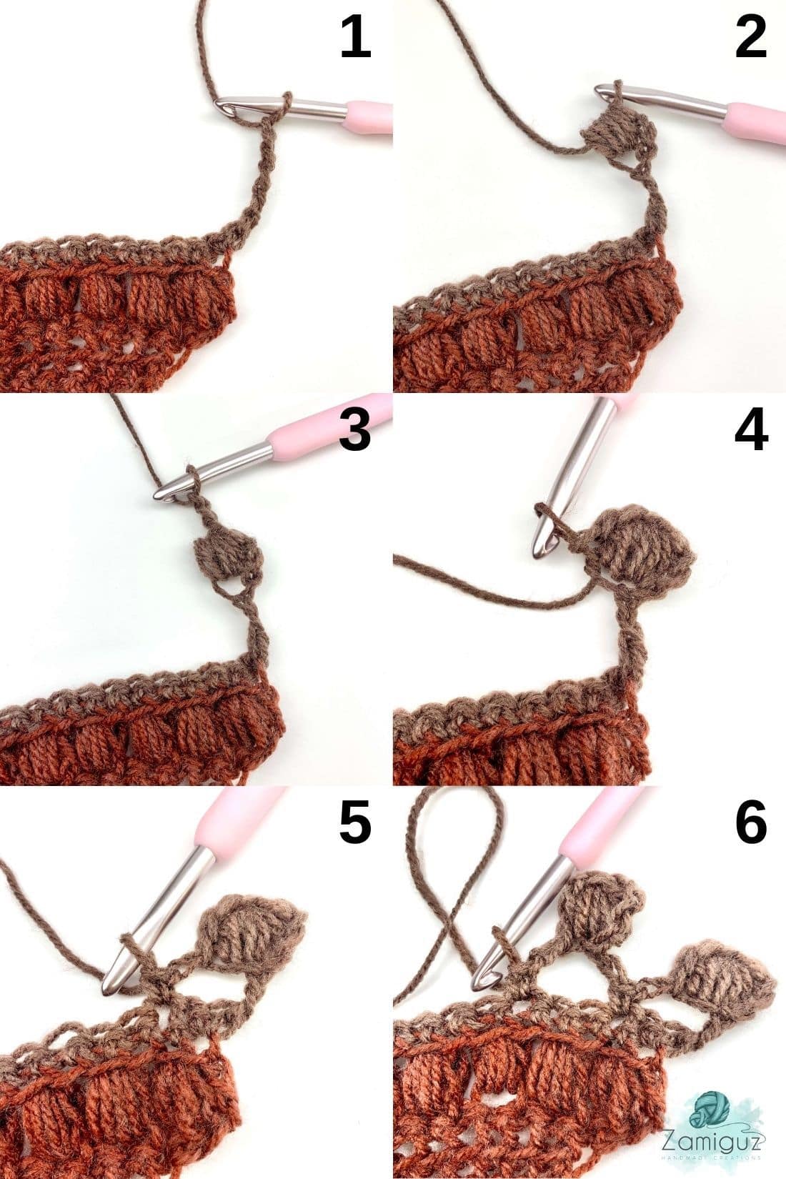 a tutorial for crochet puff stitch