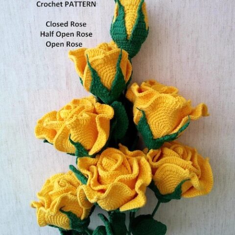 crochet yellow roses