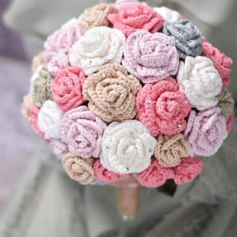 Wedding crochet flower bouquet