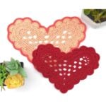 crochet heart coaster