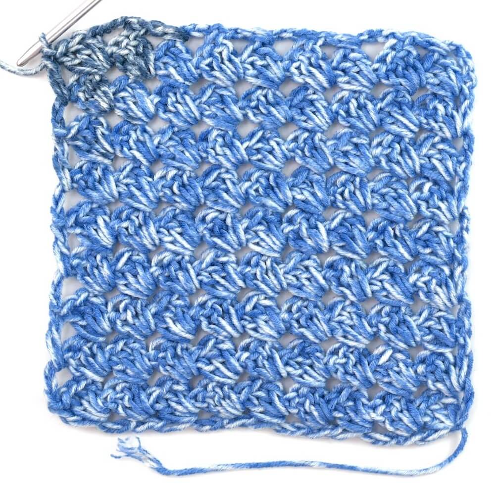 a blue crochet square