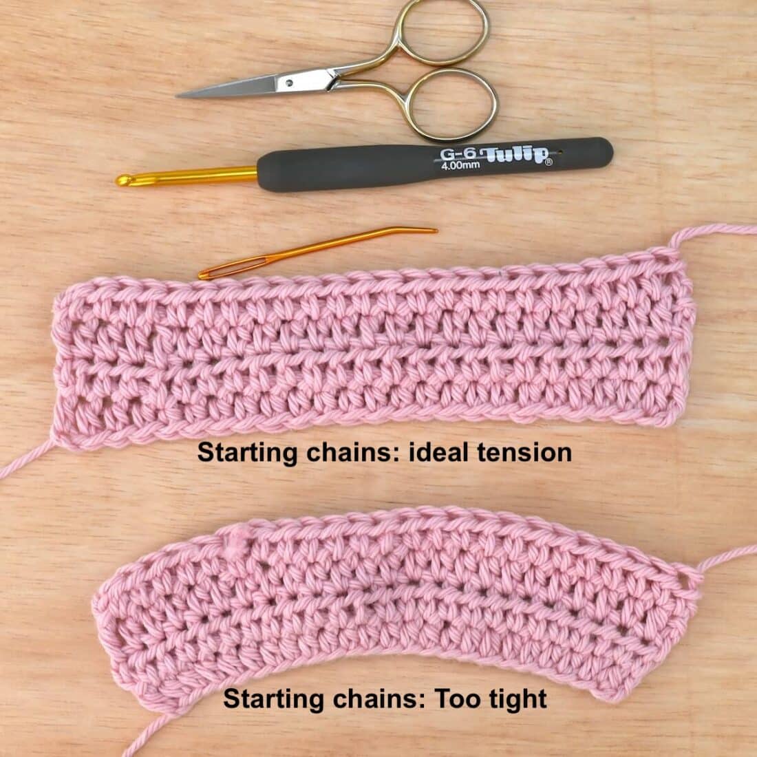 Fixing beginner crochet mistakes with correct tension foundation chains