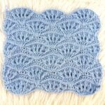 3D Crochet Fan Stitch Finished Blue Swatch