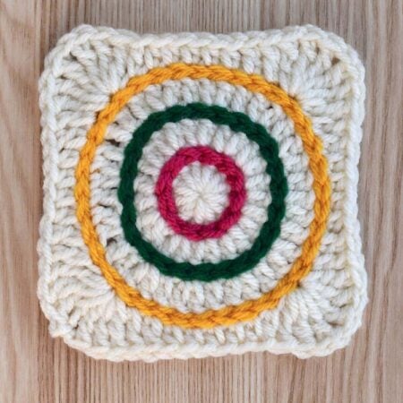 A square crochet swatch showing what the front of surface slip stitches look like