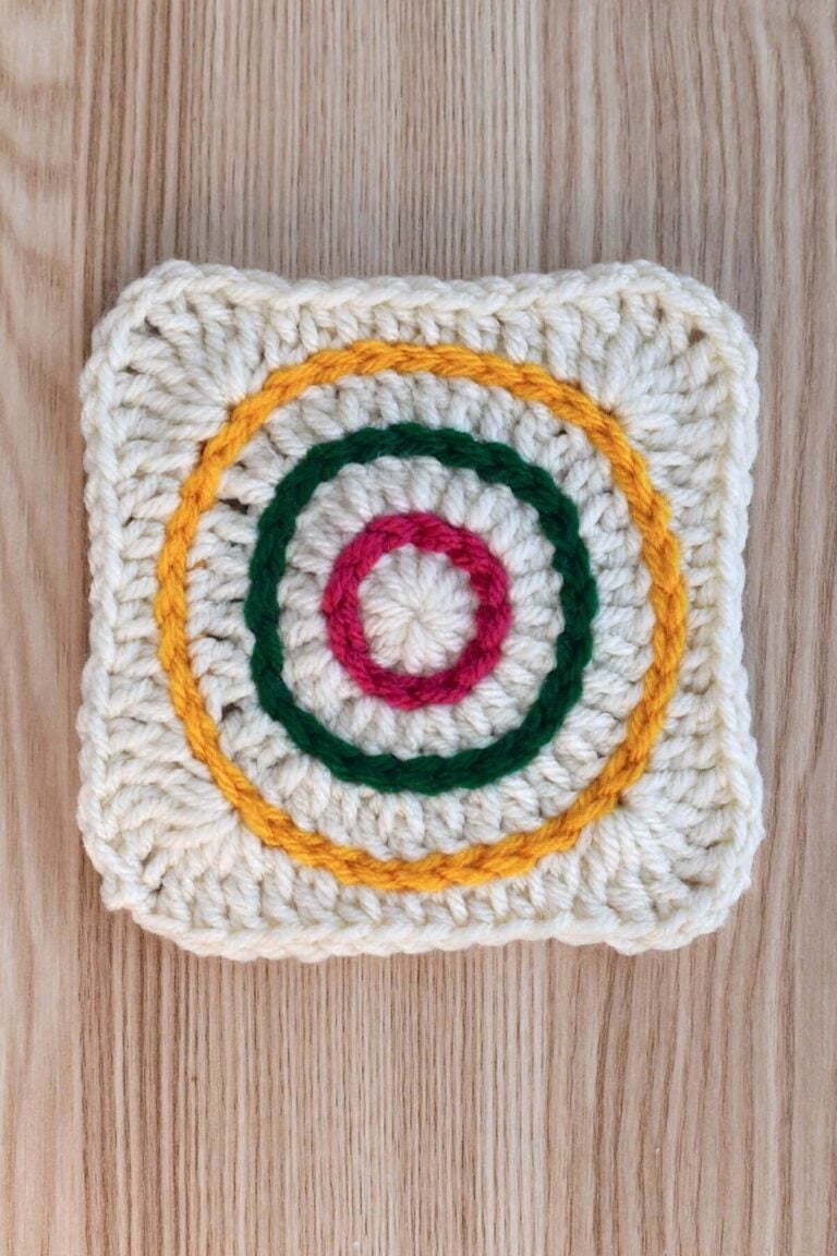 A square crochet swatch showing what the front of surface slip stitches look like
